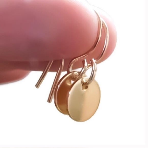 Round Disk Gold Earrings - Picture 2 of 3